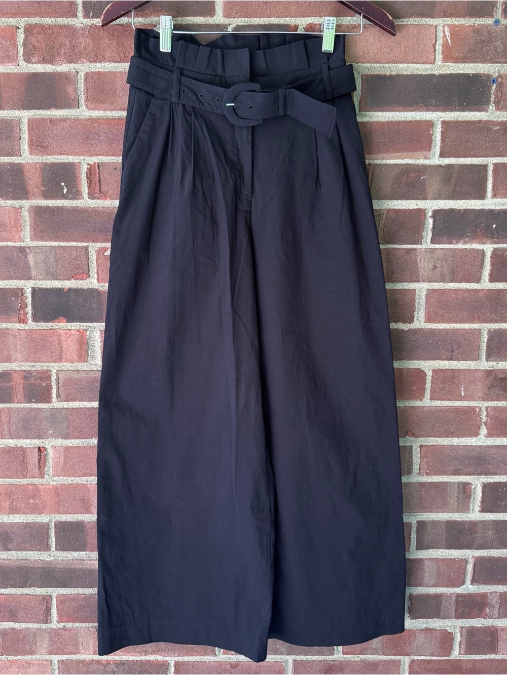 Express Wide Leg Belted Pants - Black